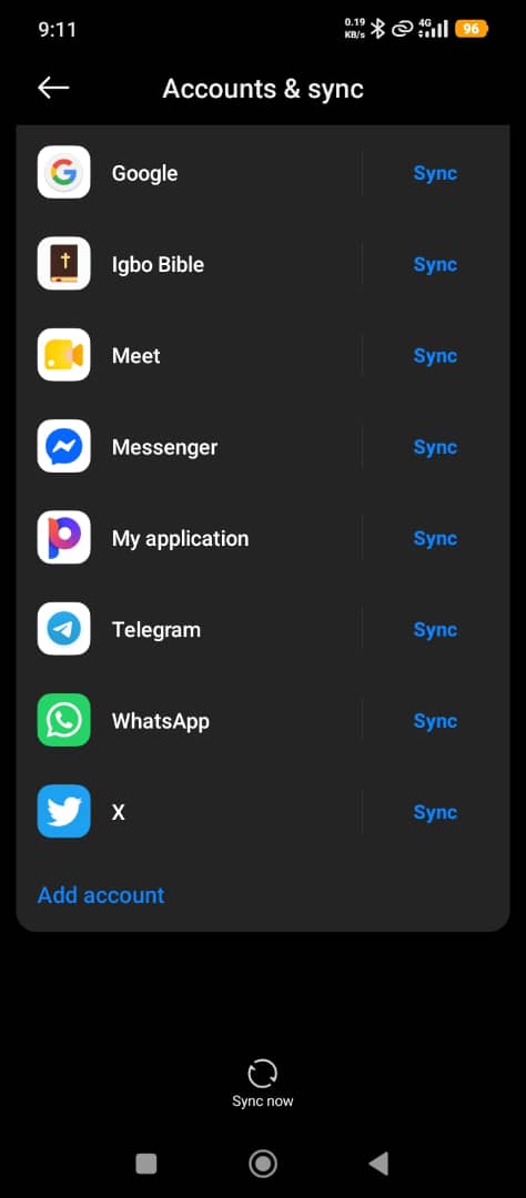 Android Accounts and sync with Add account