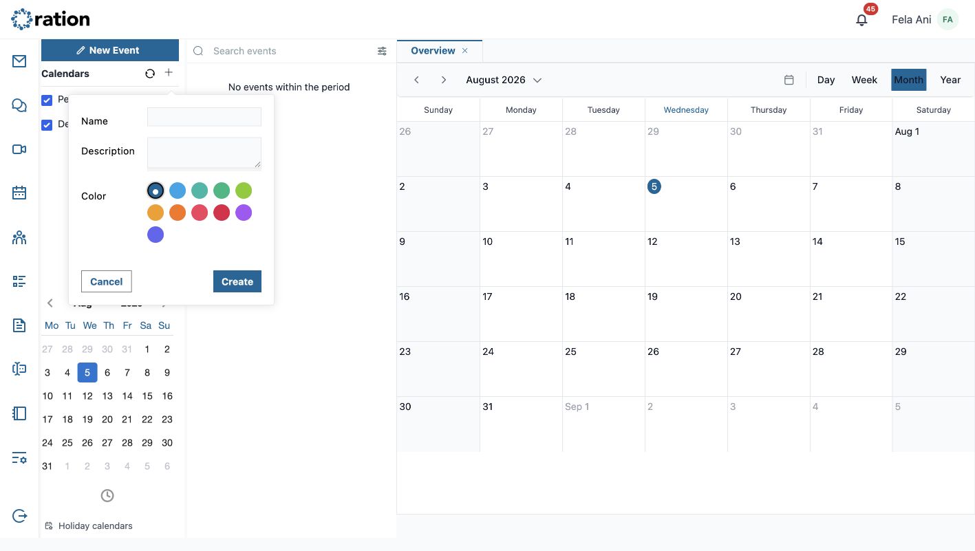 Create a calendar