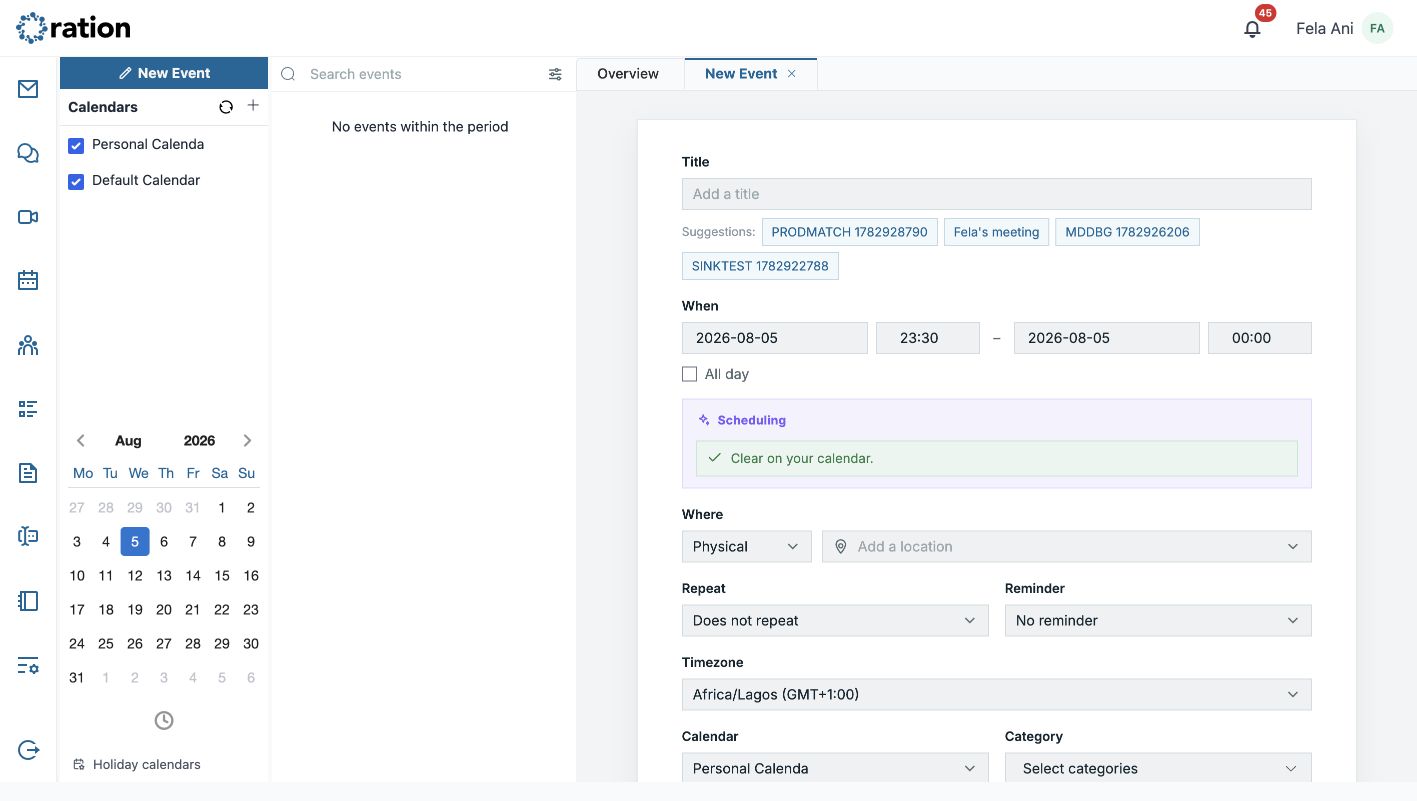 Detailed event form