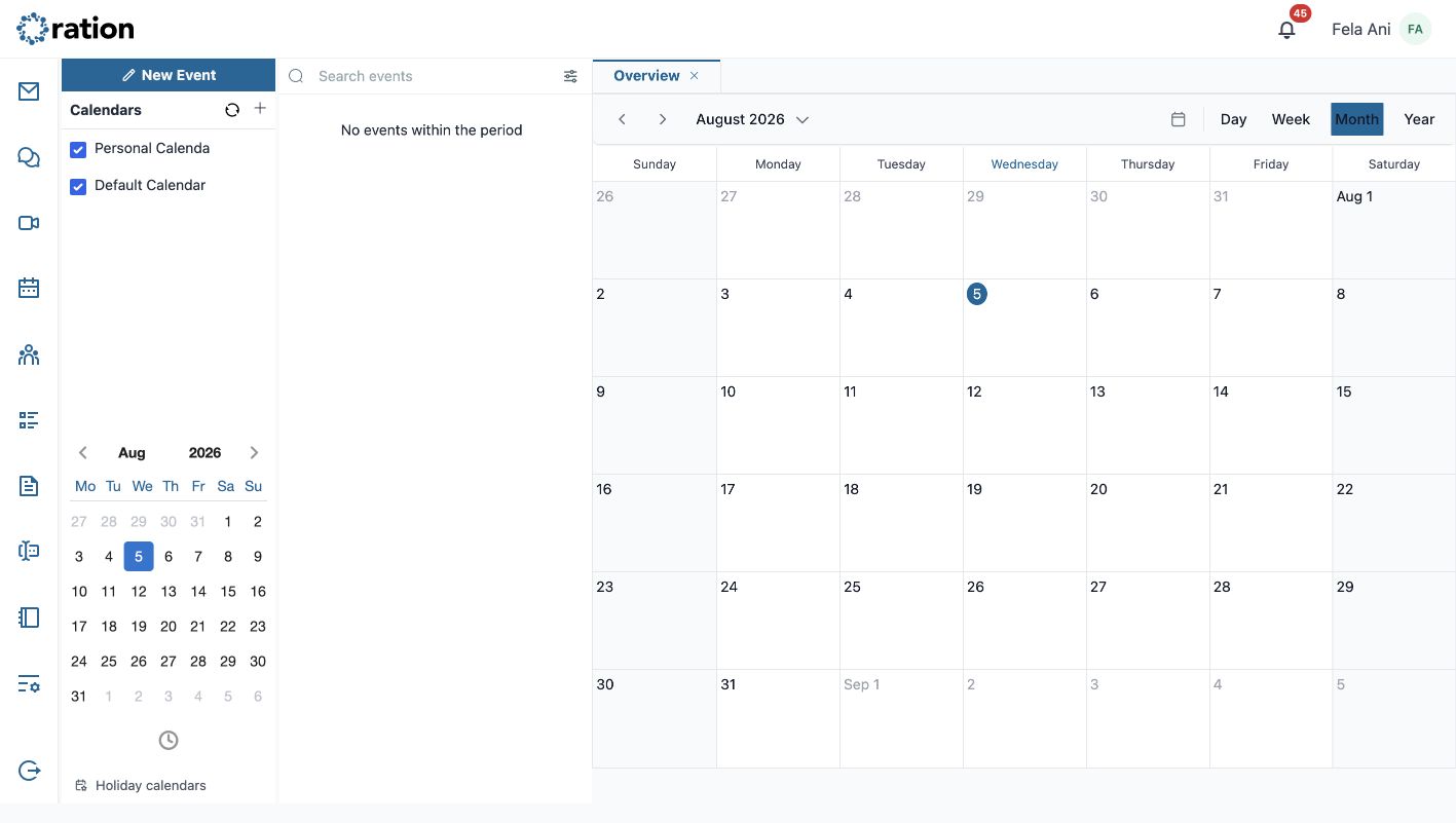 Ration Calendar overview