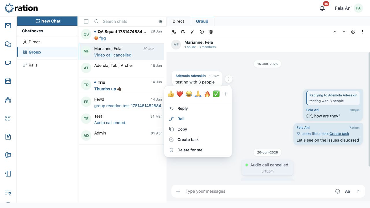 Message actions