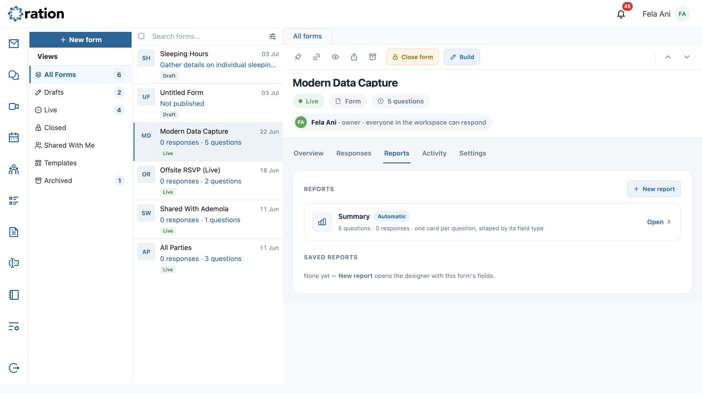 Forms Reports overview