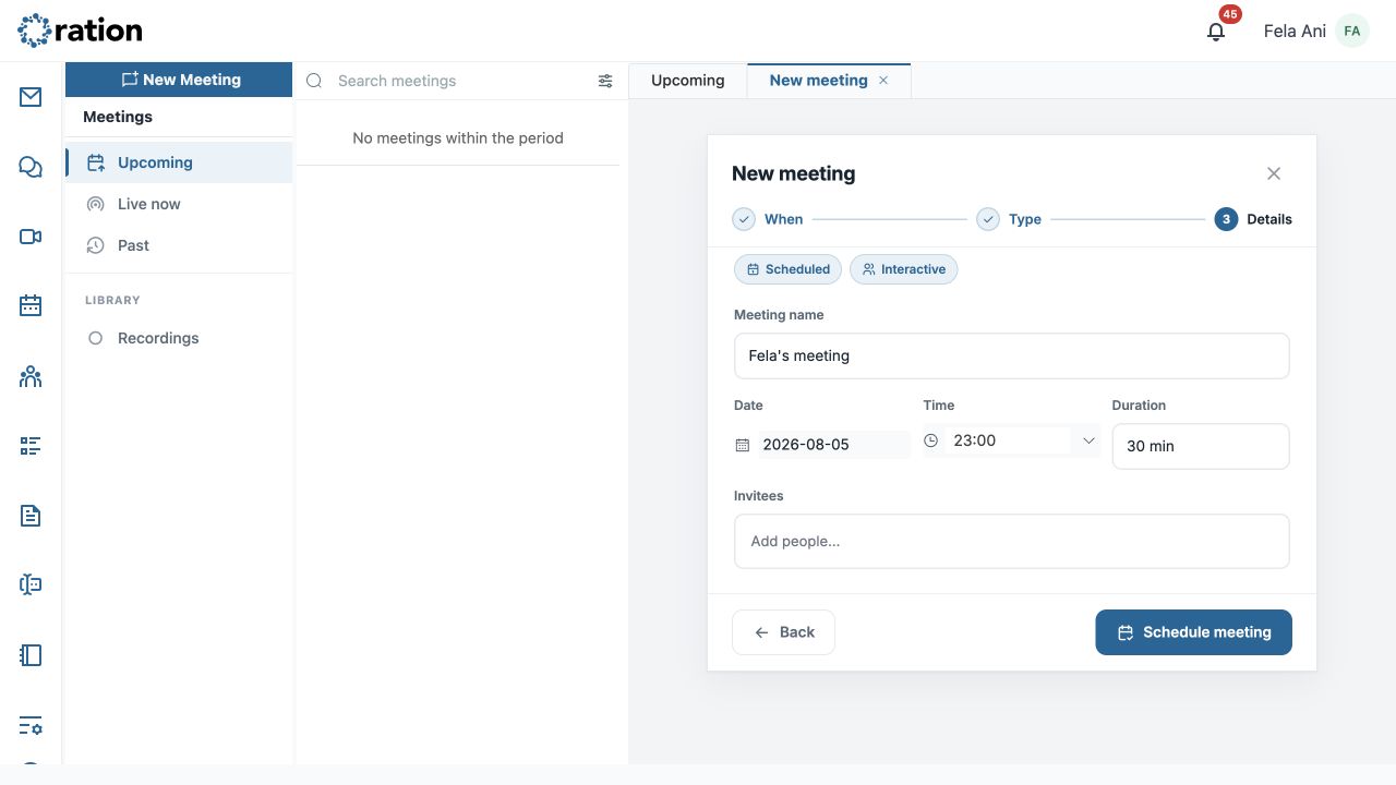 Scheduled Interactive meeting details