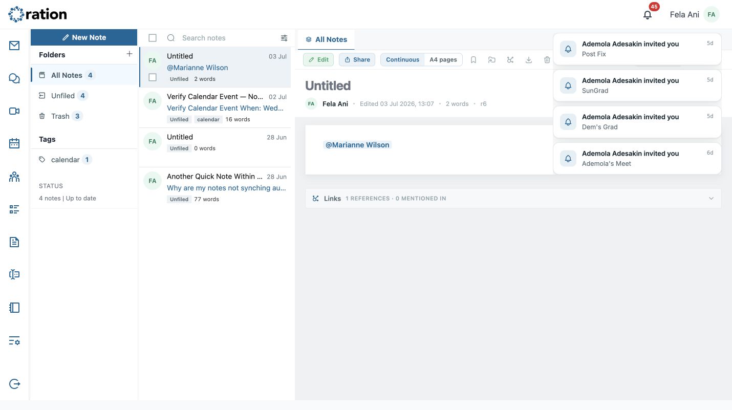 Ration Notes desktop workspace