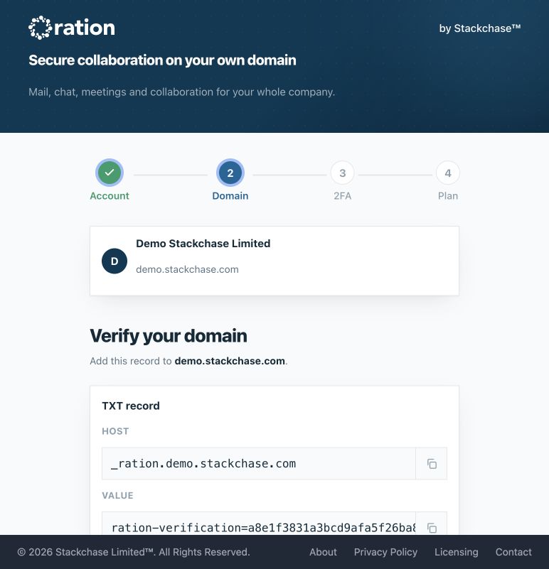 Domain verification with TXT record