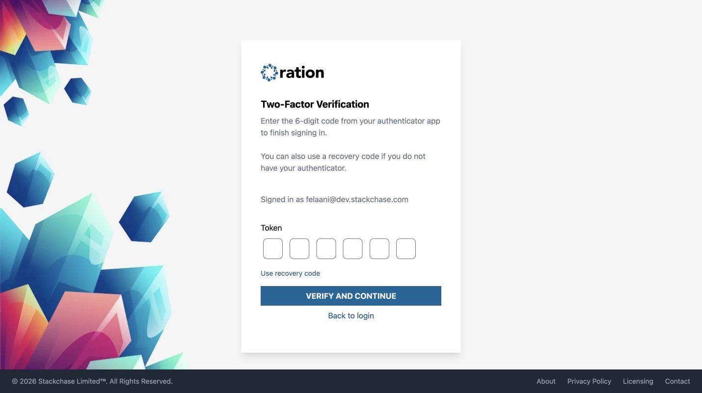 Two-Factor Verification token prompt