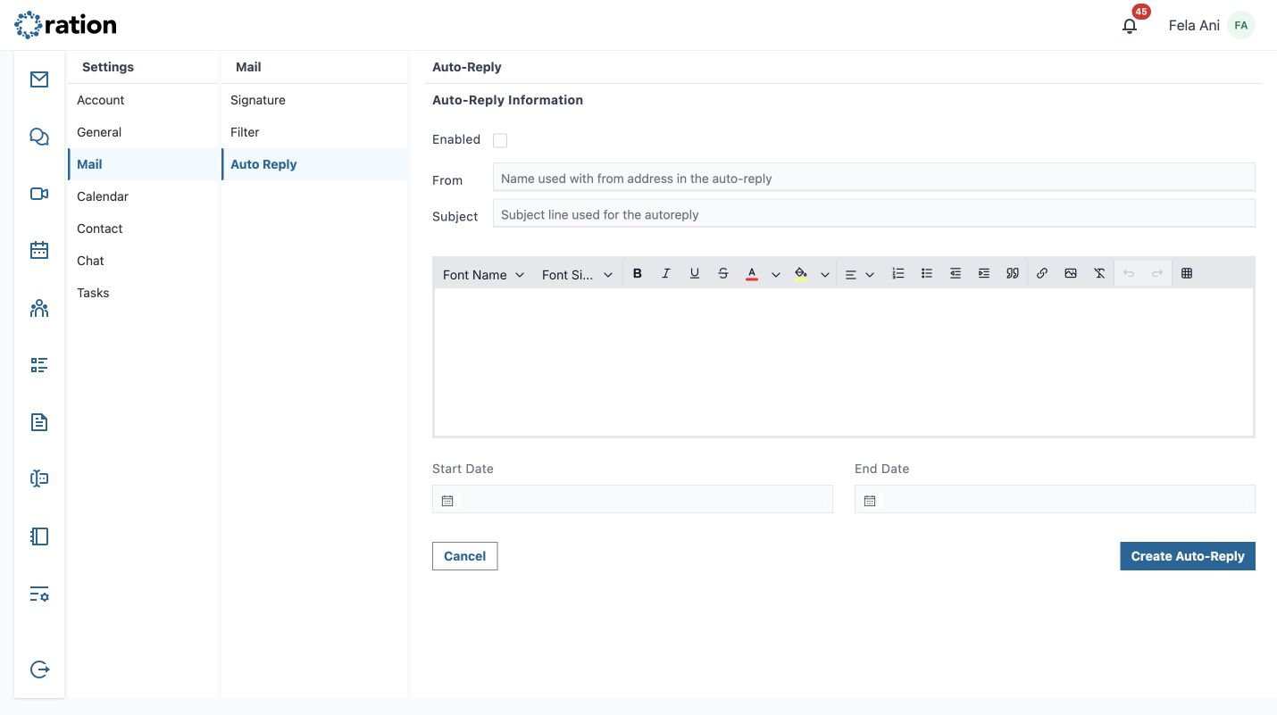 Automatic reply editor