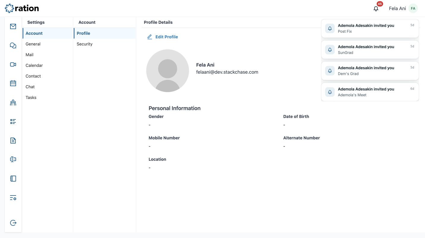Account profile settings