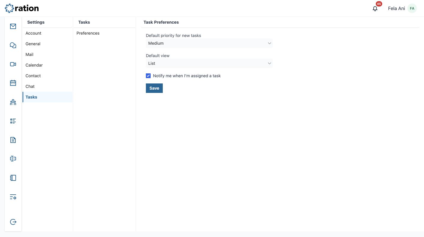 Task preferences
