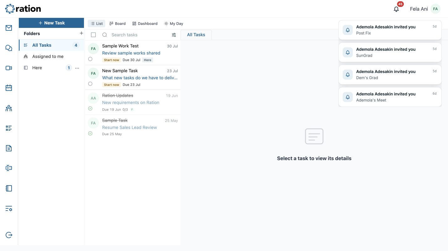 Ration Tasks overview